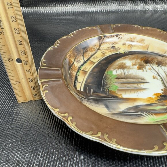 Antique Norcrest Hand Painted Ashtray Dish Plate Beautiful Scene Fine Porcelain - Picture 3 of 14